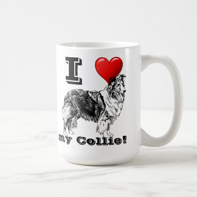 Caneca De Café Eu amo minha Collie Mug (Direita)