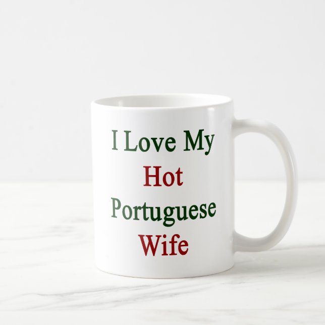 Caneca De Café Eu amo minha esposa portuguesa quente (Direita)