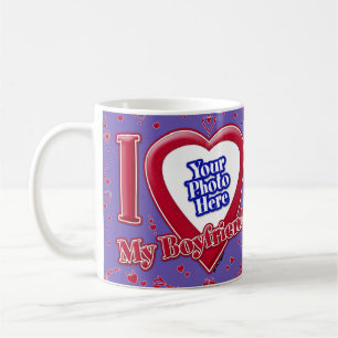 Caneca De Café Eu Amo Minha Foto Namorada Vermelha Corações Roxos