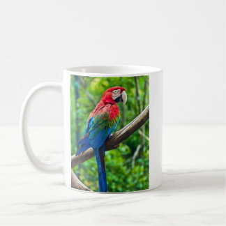 Caneca De Café Eu amo minha foto voada verde do Macaw
