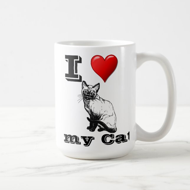 Caneca De Café Eu Amo Minha Gata De Gato (Direita)