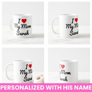 Caneca De Café Eu Amo Minha Mãe Crie Seu Próprio Nome da Mãe