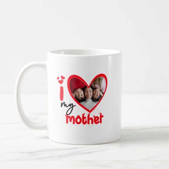 Caneca De Café Eu Amo Minha Mãe Foto Dotada Clássica Mug, 11 oz (Esquerda)