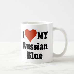 Caneca De Café Eu amo minha mercadoria do gato azul do russo