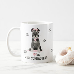 Caneca De Café Eu Amo Minha Mini Schnauzer Pink Coffee Mug