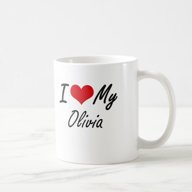Caneca De Café Eu amo minha Olivia (Direita)