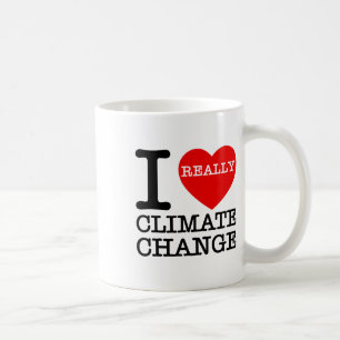 Caneca De Café Eu Amo Mudanças Climáticas Coração Glol Aquecendo