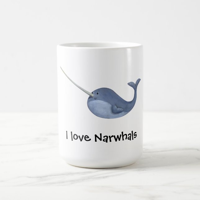 Caneca De Café Eu amo Narwhals - o texto feito sob encomenda - (Centro)