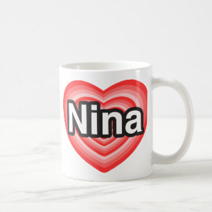 Caneca De Café Eu amo Nina. Eu te amo, Nina. Coração