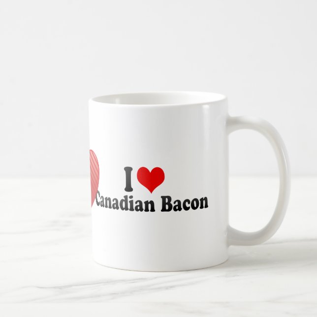 Caneca De Café Eu amo o bacon canadense (Direita)