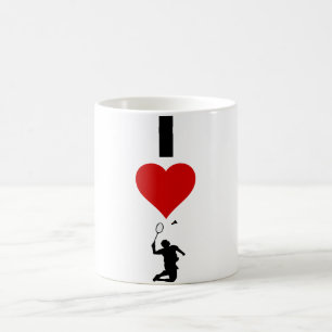 Caneca De Café Eu amo o Badminton (vertical)