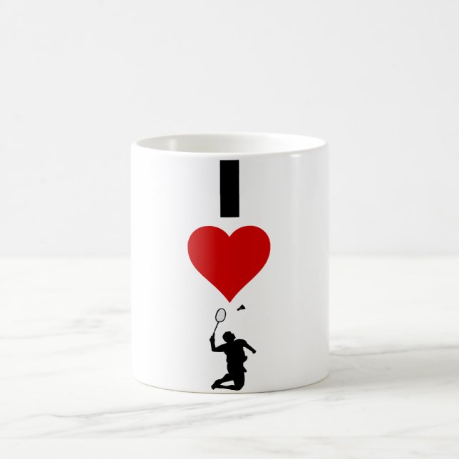 Caneca De Café Eu amo o Badminton (vertical) (Centro)
