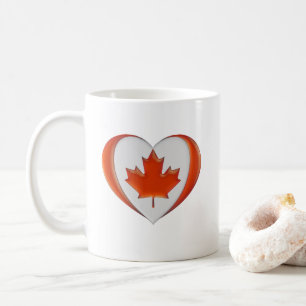 Caneca De Café Eu Amo o Coração da Bandeira do Canadá Folha de Bo