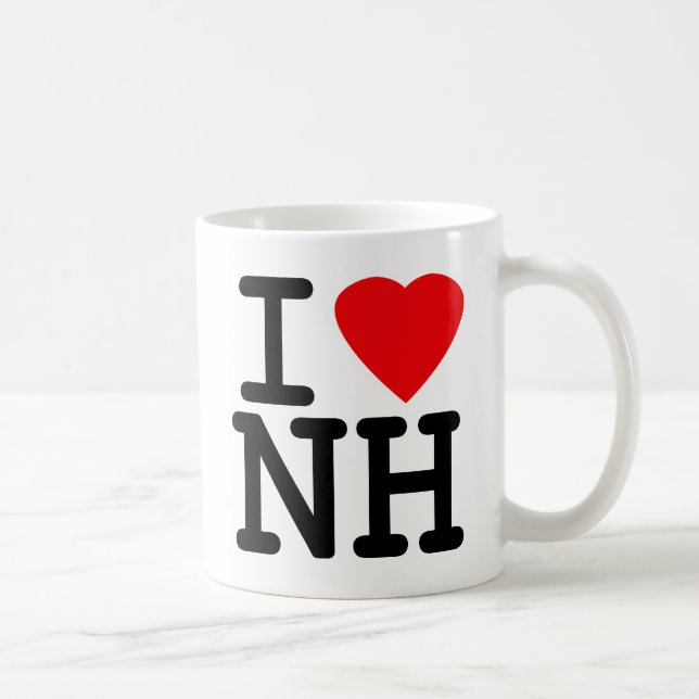 Caneca De Café Eu amo o coração New Hampshire (Direita)