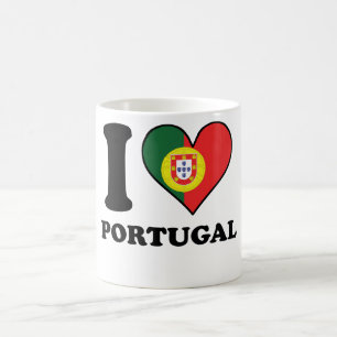 Caneca De Café Eu amo o coração português da bandeira de Portu