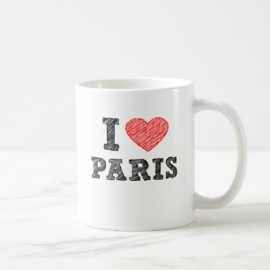 Caneca De Café Eu amo o esboço de Paris