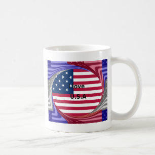Caneca De Café Eu Amo o EUA Redemoinho: Impressão de Arte do Cora