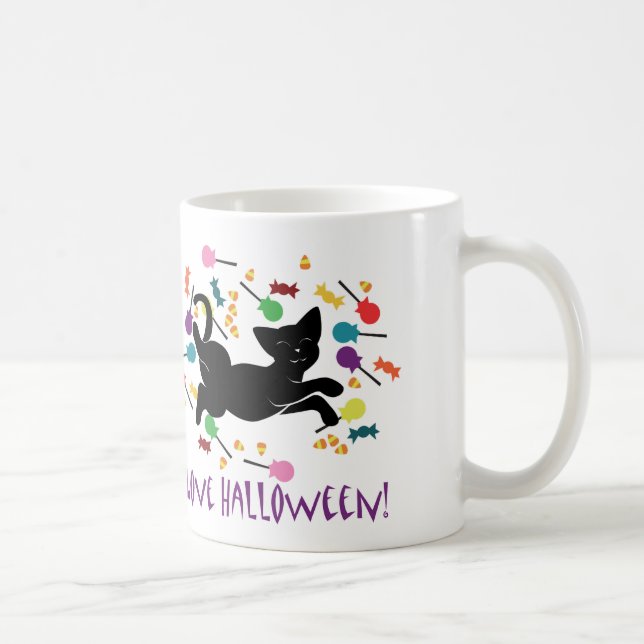 Caneca De Café Eu amo o Halloween! (Direita)