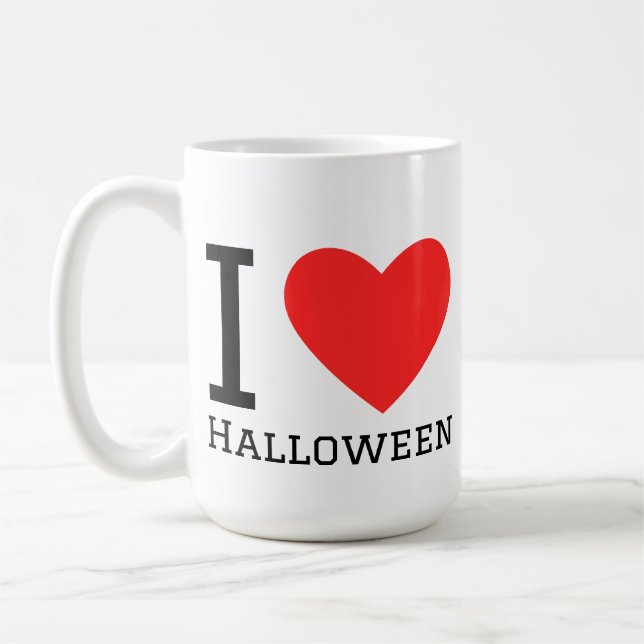 Caneca De Café Eu amo o Halloween  (Esquerda)