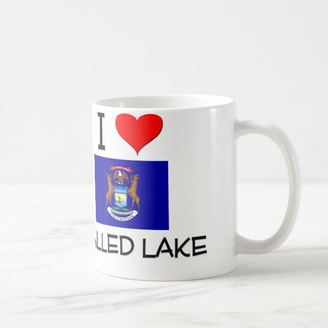 Caneca De Café Eu amo o Lago Michigan murado (Direita)