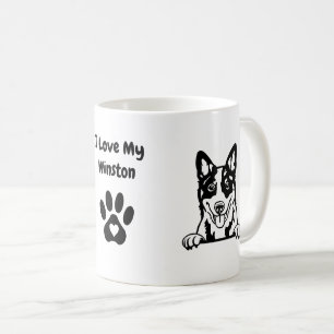 Caneca De Café Eu amo o meu capuz AZUL   Impressão de Nome e Via