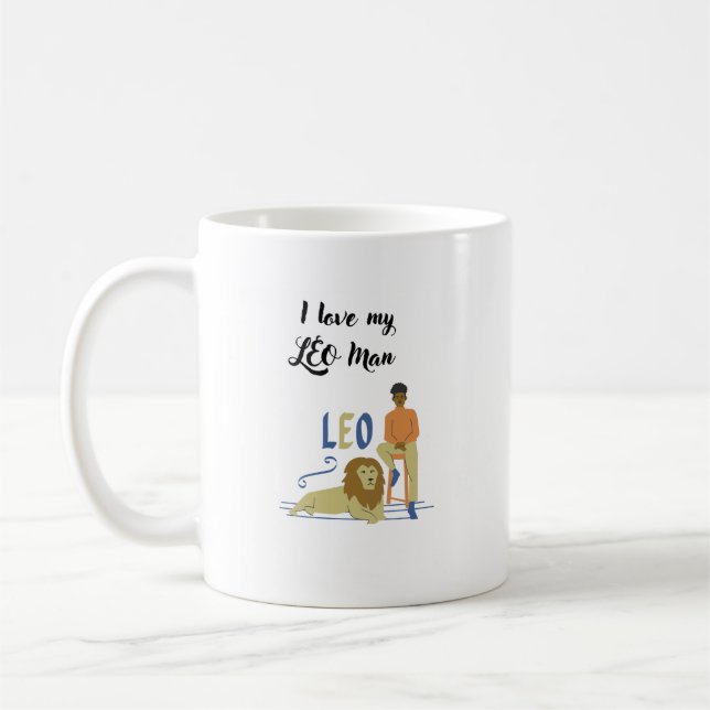 Caneca De Café Eu Amo O Meu Homem De Leão (Esquerda)