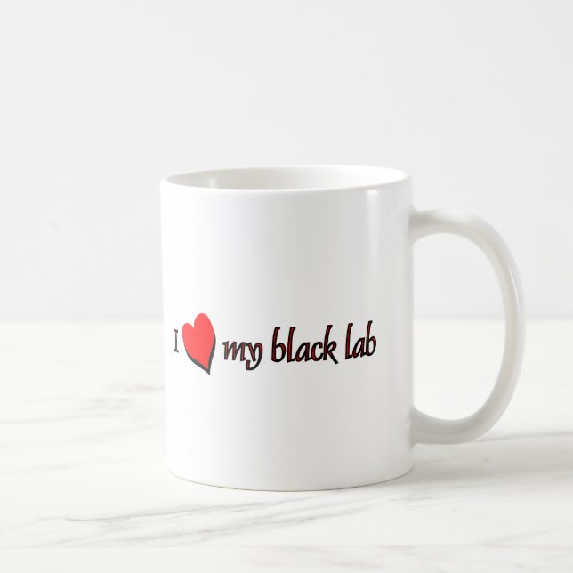 Caneca De Café Eu amo o meu Labrador Negro (Direita)