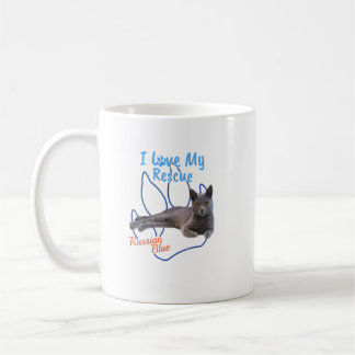 Caneca De Café Eu Amo O Meu Resgate Azul Russo Legal Gato Adotado