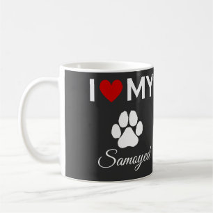 Caneca De Café Eu amo o meu texto personalizado de cachorro Samoy