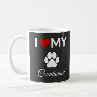 Caneca De Café Eu amo o meu texto personalizado de cão Coonhound