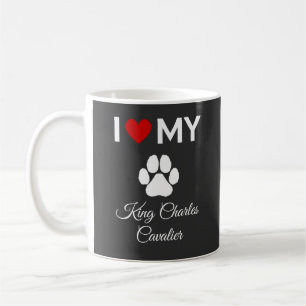 Caneca De Café Eu amo o meu texto personalizado do cão Rei Charle