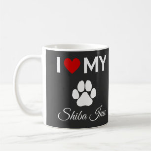 Caneca De Café Eu amo o meu texto personalizado do cão Shiba Inu