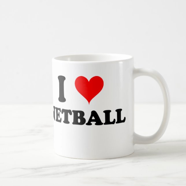 Caneca De Café Eu amo o Netball (Direita)