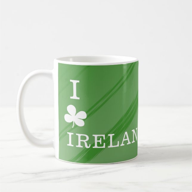 Caneca De Café Eu amo o padrão verde da Irlanda (Esquerda)