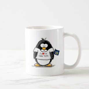 Caneca De Café Eu amo o pinguim de New York