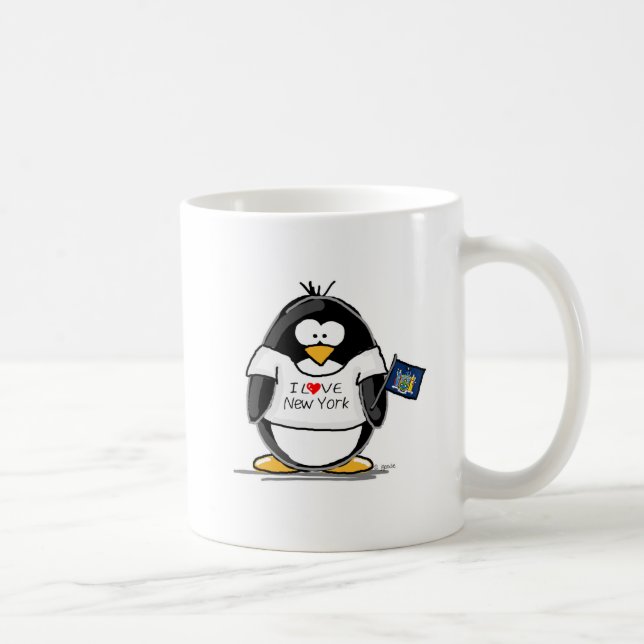 Caneca De Café Eu amo o pinguim de New York (Direita)