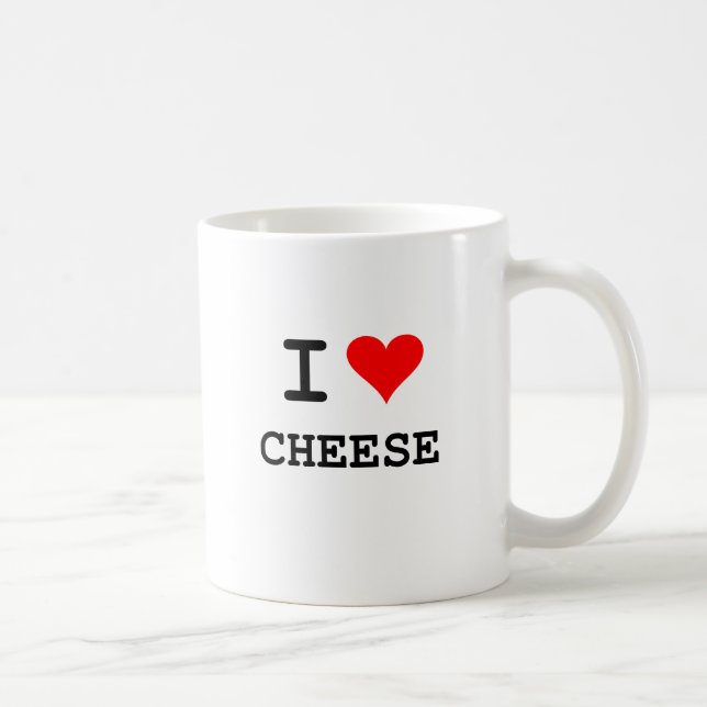 Caneca De Café Eu amo o queijo (a rotulação preta) (Direita)