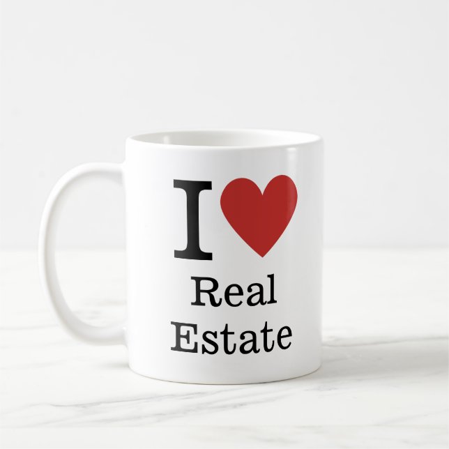 Caneca De Café Eu ❤️ Amo O Real Estate MUG (Esquerda)