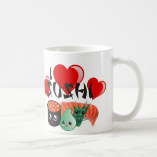 Caneca De Café Eu amo o sushi