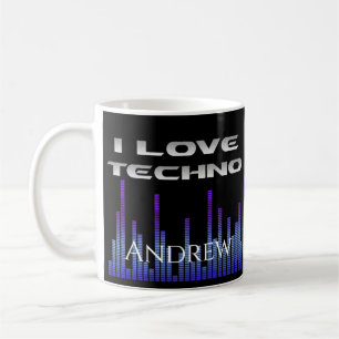 Caneca De Café Eu amo o Techno
