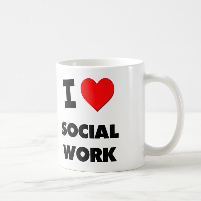 Caneca De Café Eu amo o trabalho social (Direita)