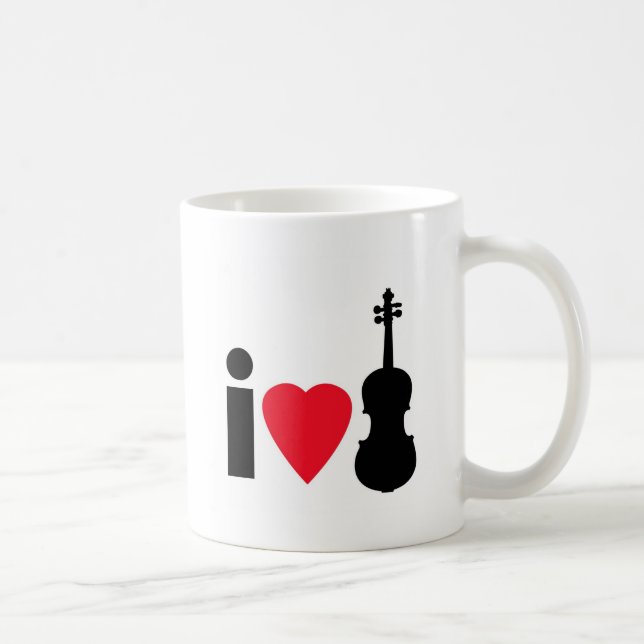 Caneca De Café Eu amo o violino (Direita)