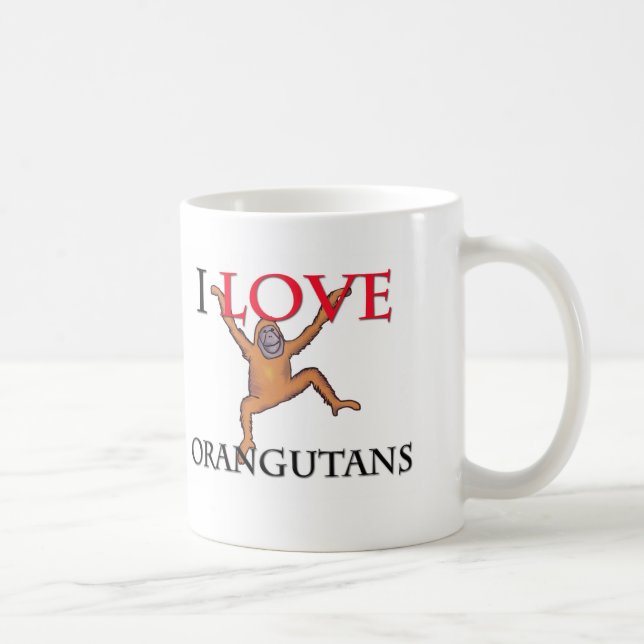 Caneca De Café Eu amo orangotango (Direita)