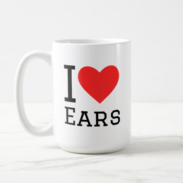 Caneca De Café Eu amo orelhas (Esquerda)