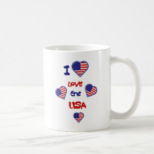 Caneca De Café Eu amo os EUA Heart Flags Mugs