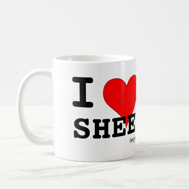 Caneca De Café Eu Amo Ovelhas (como amigos) Grande Coração Vermel (Esquerda)