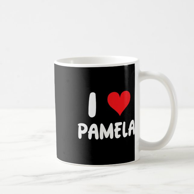 Caneca De Café Eu Amo Pamela - Coração - Nome  (Direita)