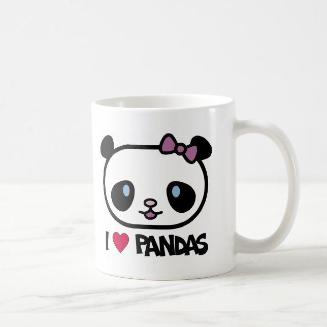 Caneca De Café Eu amo pandas (Direita)