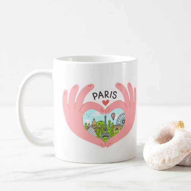 Caneca De Café Eu Amo Paris, Paris Romântica, Viagem inspirada em (Com Donut)