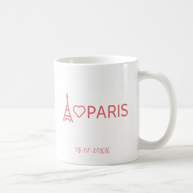 Caneca De Café Eu Amo Paris, Paris Romântica, Viagem inspirada em (Direita)